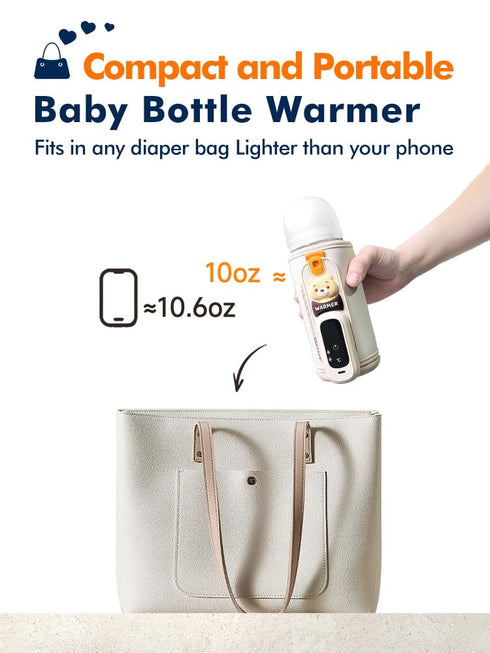 ENERGYMAMI Portable Bottle Warmer for Travel, Baby Bottle Warmer for Breastmilk & Formula, Milk Warmer on the Go