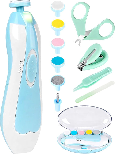 Baby Nail Trimmer Electric, 12 in 1 Baby Nail Clippers Kit with Clipper, Scissor, Tweezers, and Nail Files