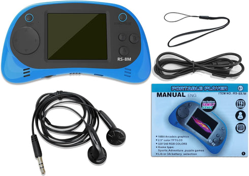 Kids Handheld Game Player with 200 Games, 16 Bit, 2.5 Inch Screen Mini Retro Electronic Game Machine (Blue)