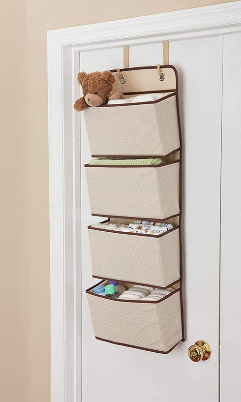 Delta Children 4 Pocket Over The Door Hanging Organizer - 2 Pack, Easy Storage/Organization Solution - Versatile and Accessible in Any Room in the House, Beige by Delta Children