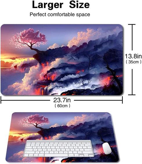 Board Game TCG Playmat Table Mats Games Size 60X35 cm Mousepad Compatible for MTG RPG CCG Trading Card Game Play mats (Pink Tree)