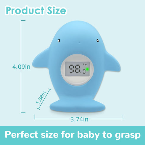 Baby Bath Tub Thermometer - Floating Whale Water Thermometer with Room Temperature - New Upgraded Mute Flashing Alert