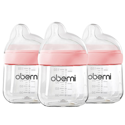 Oberni Baby Bottles with Slow Off-Centered Nipple for 0+ Months, Anti Colic