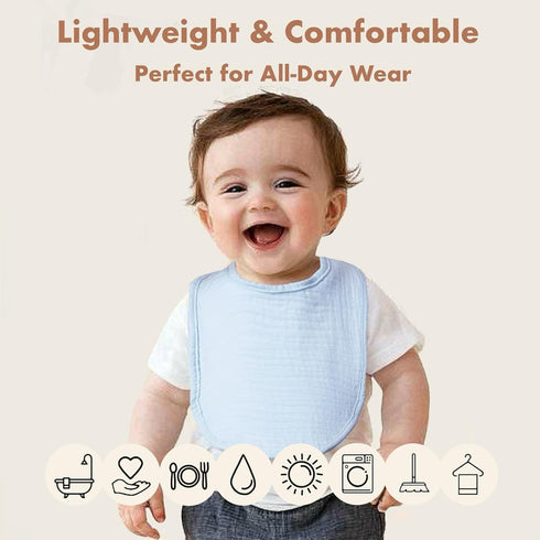 COOROBIN 8-Pack 100% Baby Drool Bibs, Cotton, Ultra Soft & Absorbent for Newborns, Adjustable Snaps, Shower Gift