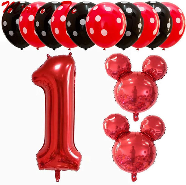 Hongkai 1st Birthday Girl Decorations, Princess Red Black Party Supplies Set with Balloons and Banner