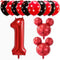 Hongkai 1st Birthday Girl Decorations, Princess Red Black Party Supplies Set with Balloons and Banner