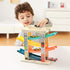 TOP Bright Wooden Race Track Car Ramp Toys for 1-2 Year Olds, Motor Skills Playsets with Mini Cars & Garage