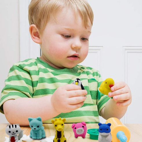 72 Pcs Assorted Animal Pencil Erasers - Mini Desk Pets, Bulk Gifts for Classroom Prizes, Goodie Bag Fillers