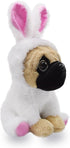 BABOLI 10 Inches Cuddly Little Pug Stuffed Animals Soft Toys with Adorable Bunny-Style Costumes Super Cute Puppy Dog