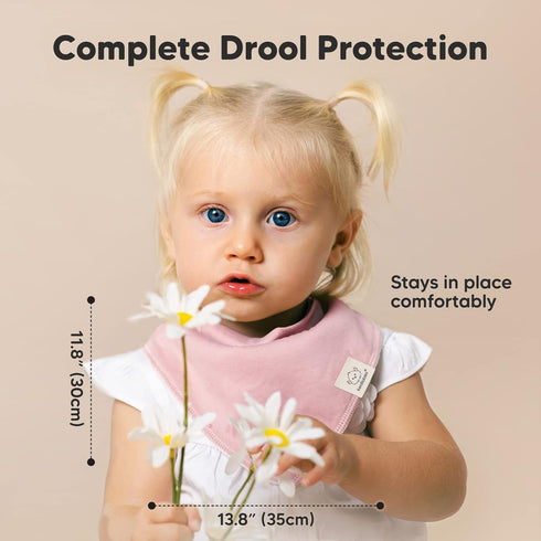 8-Pack Organic Baby Bandana Drool Bibs for Girls - Super Absorbent Soft Cotton Bandana Bibs for Infants