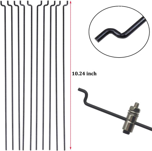 10 PCS 0.047x10.24" Steel Pushrods and 10 PCS Nylon 0.79x0.43" Lock on Control Horns for RC Airplane