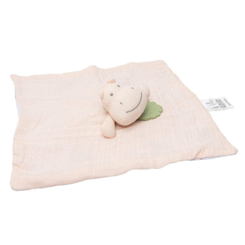 Hippo-Themed Comforter with Rubber Teether for Babies