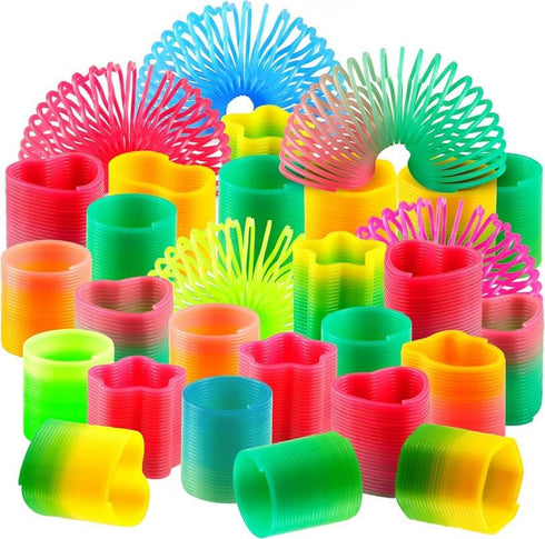 (Pack 250) Bedwina Rainbow Spring Toy Assortment - of Mini Plastic Coil Spring Toy - Bright Colors and Shapes, Goody