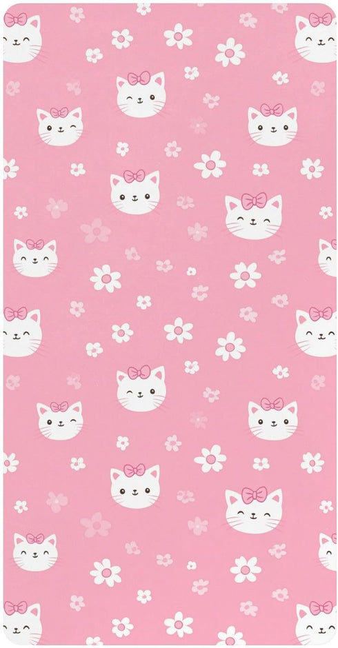 miaozhen Cotton Baby Crib Sheets Comfy Breathable Cute Cartoon Cat Floral Peach Muslin