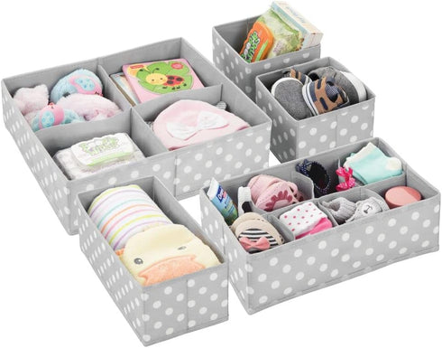 mDesign Soft Fabric Dresser Drawer/Closet Divided Storage Organizer Bins for Nursery -