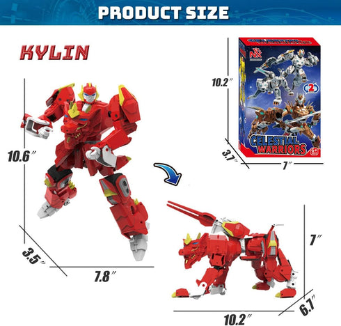 10-in 6 7 8 9 10 Wenbeier Animal Transforming Robot Toys Kirin Action Figure for Kids Deformation Robot for Boys
