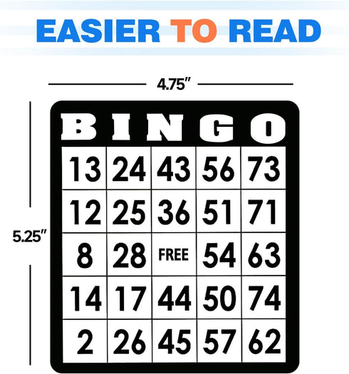 18-Pack GSE Games & Sports Expert Bingo Game Cards with Easy Read Numbers, Reusable Paper Bingo Sheets