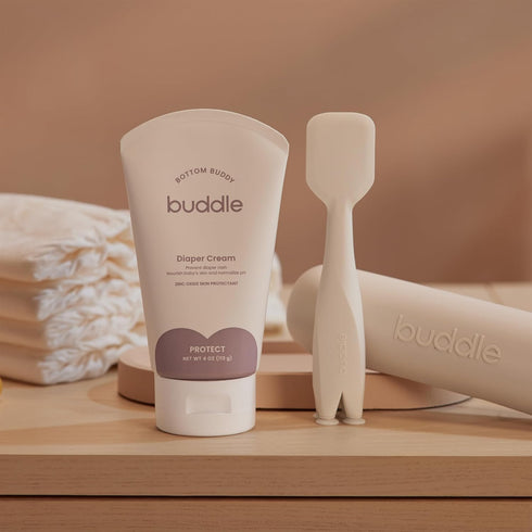 2-Piece 20% 4 oz Buddle Bottom Buddy & Paddle Pal Kit, Zinc Oxide Cream Protects Baby Skin from Diaper Rash, & Silicone