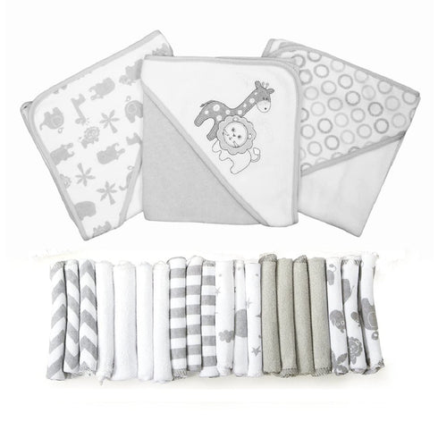 Spasilk Bath Hooded Towels & Baby Washcloths Set, Baby Bath Essentials for
