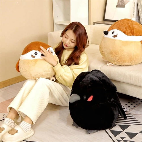 XIYUAN 17.8inch Sparrow Plush Toy Large Fat Bird Plushie Doll Cute Ball Soft Throw Pillow Funny Animal Form Plush