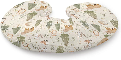 KuphiL10C Cartoon Forest Bear Hedgehog Raccoon Animal Pattern Nursing Pillow Cover, Unisex Removable Breastfeeding