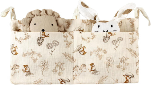 Kangnice Cribs Storage Bag Baby Bedside Hanging Storage Bag for Drool Bibs Diaper Multifunctional Hanging Pocket Cotton