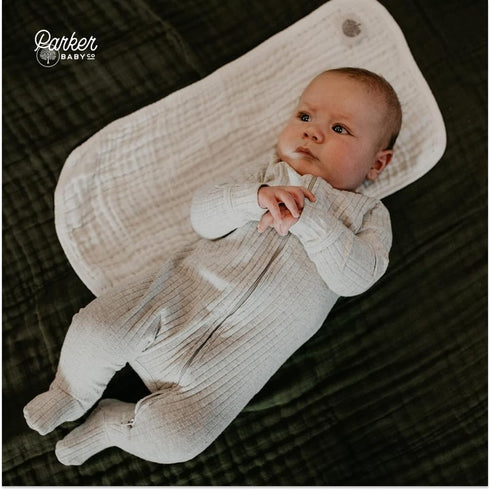 100% 20x11 Pack 4 Parker Baby Co. Muslin Baby Burp Cloths, Cotton Burping Clothes, Newborn Essential, Must-Have Baby