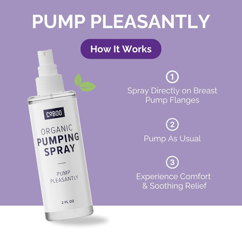 Pumping Spray 2 Fl Oz, Organic Skin Lubricant for Breast Pumping, Vegan & Lanolin Free, Made in USA