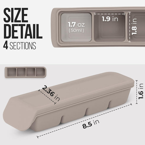 100% (4 Sets 1.7 oz/4 Silicone Ice Cube Freezer Tray with Lid, Food-Grade Platinum Silicone,Leak Resistance