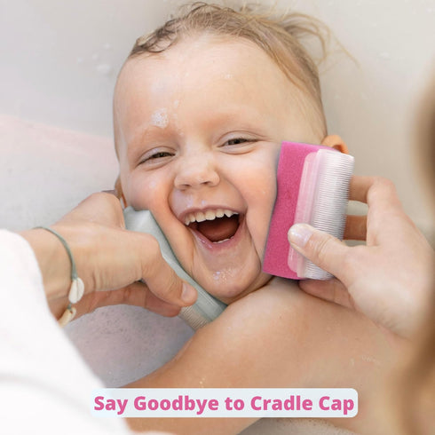 Set (5-Pack Cradle Cap Brush and Sponge for Baby - Bath Essentials for Newborns | Treatment Comb | Baby Bath Sponges