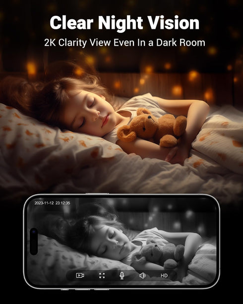 MUBVIEW 5G WiFi Indoor Security Camera, Pet Camera with Phone App, 2K Night Vision, Auto Tracking, 2-Way Audio, Local &