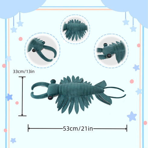 21" FRANKIEZHOU Simulation Anomalocaris Arthropod Plush-Green Cambrian Ancient Sea Creature Shrimp Stuffed Animal,Soft