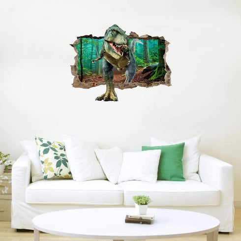 Supzone Dinosaur Wall Stickers, Broken 3D Decorative Wall Decals for Boys Bedroom, Baby Nursery, Children’s Wall Decor