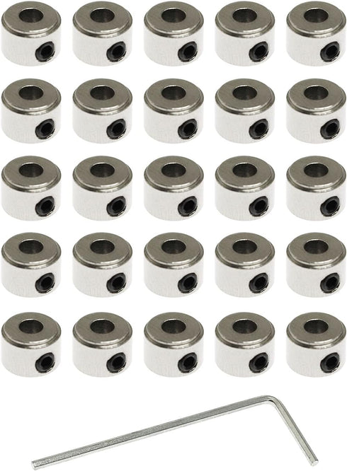 Maxmoral 30PCS 1/8'' Plated Landing Gear Stopper Set for RC Airplane Model Aircraft, Wheel Collar 8x3.1mm