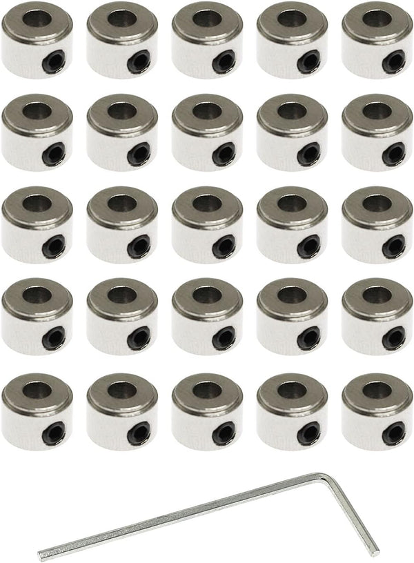 Maxmoral 30PCS 1/8'' Plated Landing Gear Stopper Set for RC Airplane Model Aircraft, Wheel Collar 8x3.1mm