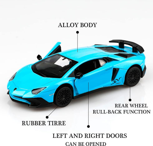 1/36 Scale LP750-4 SV Diecast Car Models, Pull Back Vehicles, Cars Gifts for Boys Girls