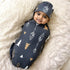 Galabloomer Newborn Swaddle Blanket with Beanie Set, Baby Boy Receiving Blanket Rainbow (Gold Arrow)