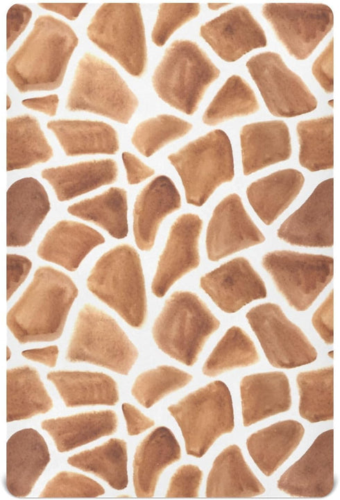 CHUROUSY Giraffe Print Crib Sheets for Boys Girl Giraffe Spots Zoo Safari Brown