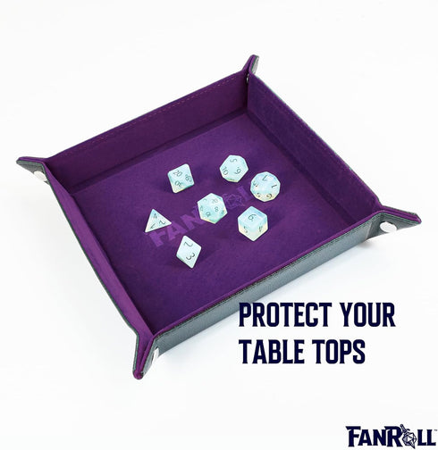 FanRoll by Metallic Dice Games Purple Fold Up Velvet Dice Tray w/PU Leather Backing: Role Playing Game Dice Accessories
