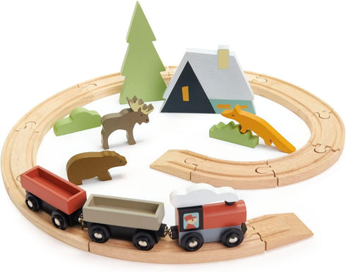 Tender Leaf Toys Treetops Train Set - Beautiful Wooden Toy Train for Kids Age 3+ - Intelligent Imaginative Play Skills