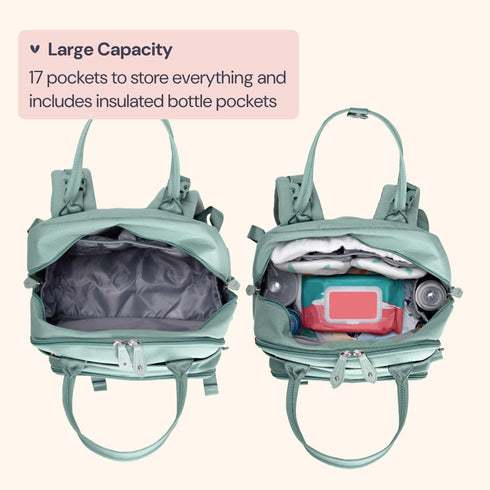 Backpack BabbleRoo Diaper Bag - Baby Essentials Travel Bag - Multi Function Water Resistant Diaper Bag, Travel