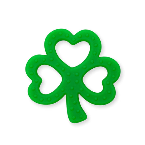 Clover Child Irish Baby Teething Toy - Shamrock Clover Teether & Pacifier Clip, Multi Textured, BPA Free