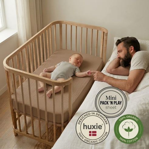 Pack Mini Crib Sheets - Organic Cotton Muslin Fitted Crib Sheet Fitted for and Play - Ultra-Soft and Breathable Crib