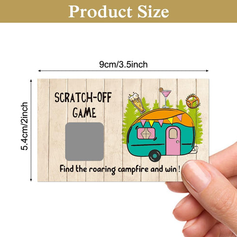 50 Pack Camping Theme Scratch Off Game, Campervan Roaring Campfire Scratch Cards for Baby Shower Birthday Party