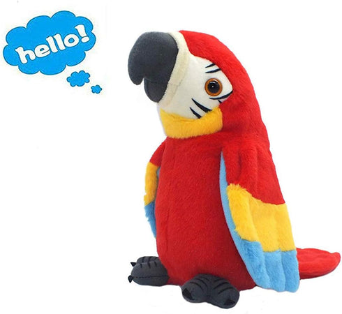 Talking Parrot Plush Toy that Repeats What You Say, Mimicry Pet Buddy Gift for Children (RED)