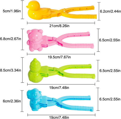Gawertoy 4 PCS/Set Snowball Maker Clips, Assorted Snow Ball Maker Clips Clamps Outdoor Winter Play Snow Toys Plastic