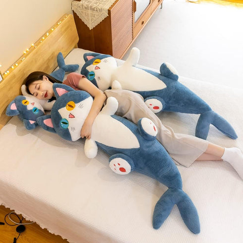 FANGYU Cute Plush Shark Cat Toy, Cartoon Soft Stuffed Pillow (50cm/19.6in)
