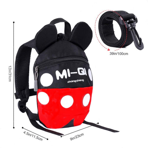 Baby Toddler Leash Backpack, Anti-Lost Travel Bag Harness Reins for Boys Girls (Black Red, 1-5 Years)