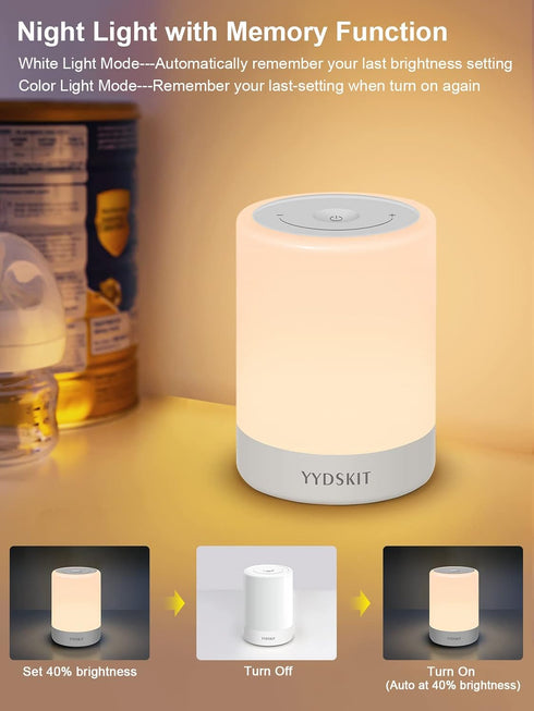 Baby Night Light, Portable Nursery Night Lamp for Kids Bedroom, Warm & Soft Bedside Lamp, Touch Control, Rechargeable,