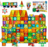 EchoPlan 130PCS Magnetic Tiles with 2 Cars, 3D Clear Building Blocks Set for Kids 3-9+ Years Old